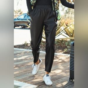Straight leg faux leather pants